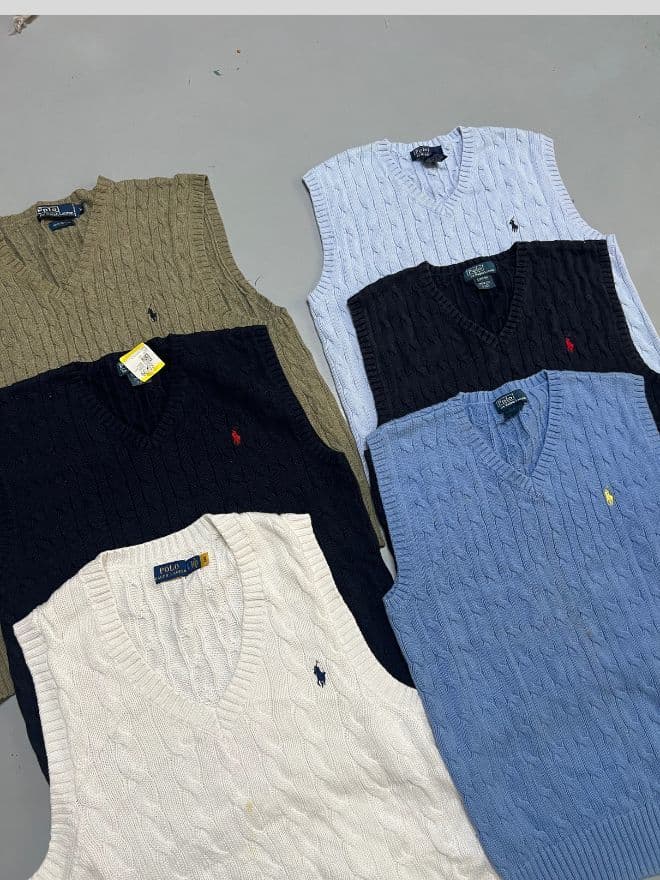 Bundle of Vintage Cable Knit V-Neck Vests alternate
