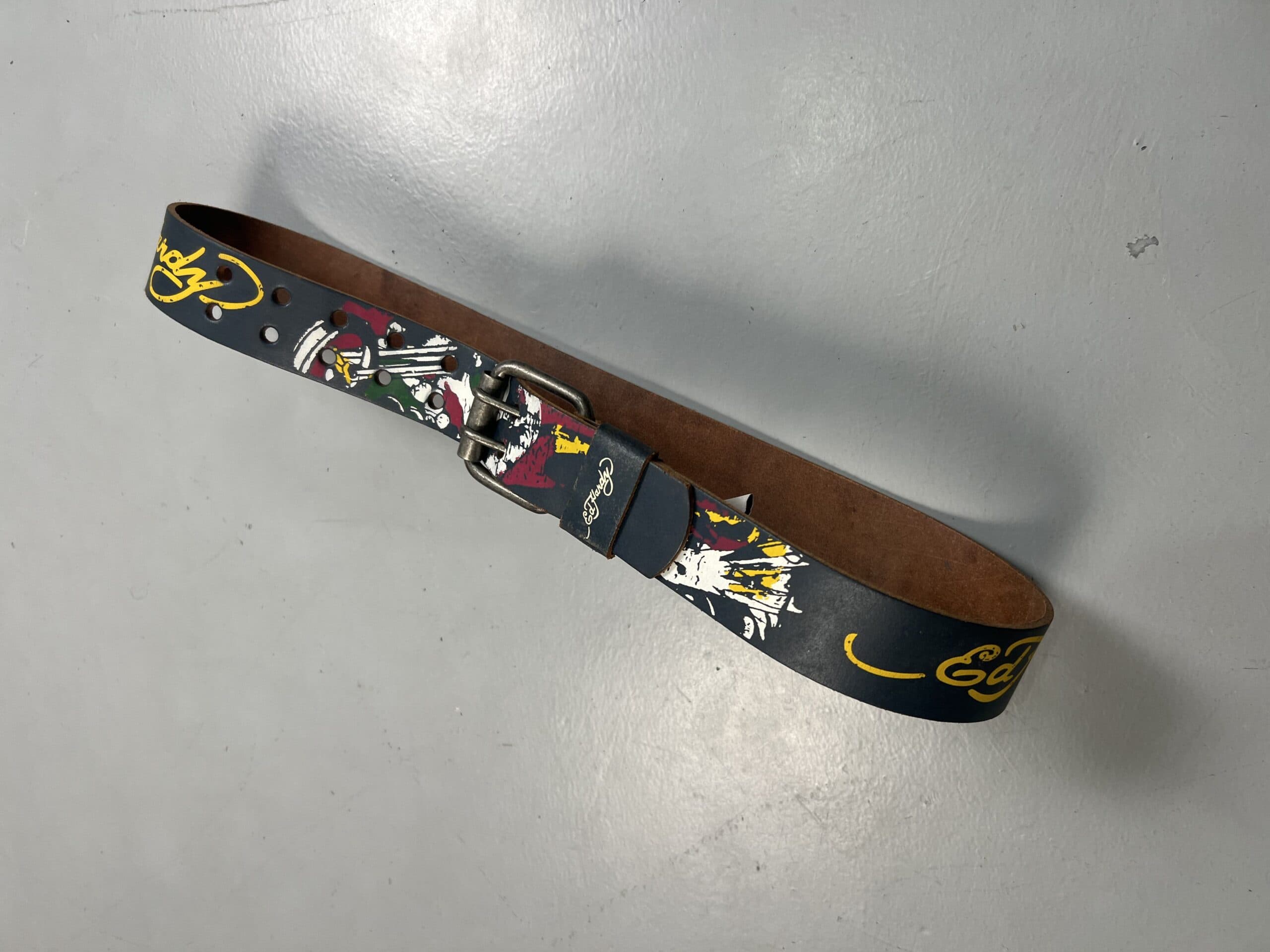 Vintage Graphic Leather Belt — Adjustable S to XL alternate