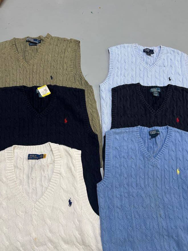Bundle of Vintage Cable Knit V-Neck Vests thumbnail 3