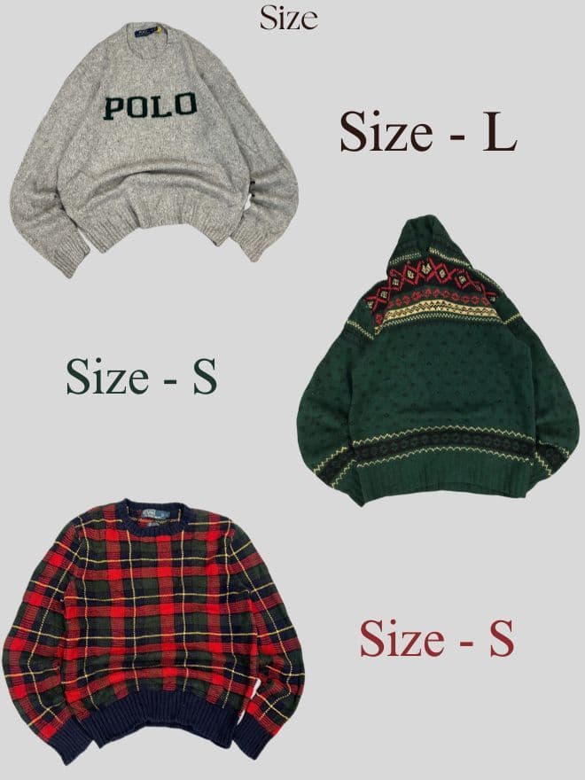 Bundle of 3 Polo Ralph Lauren Vintage Knit Sweaters – Men’s & Women’s alternate