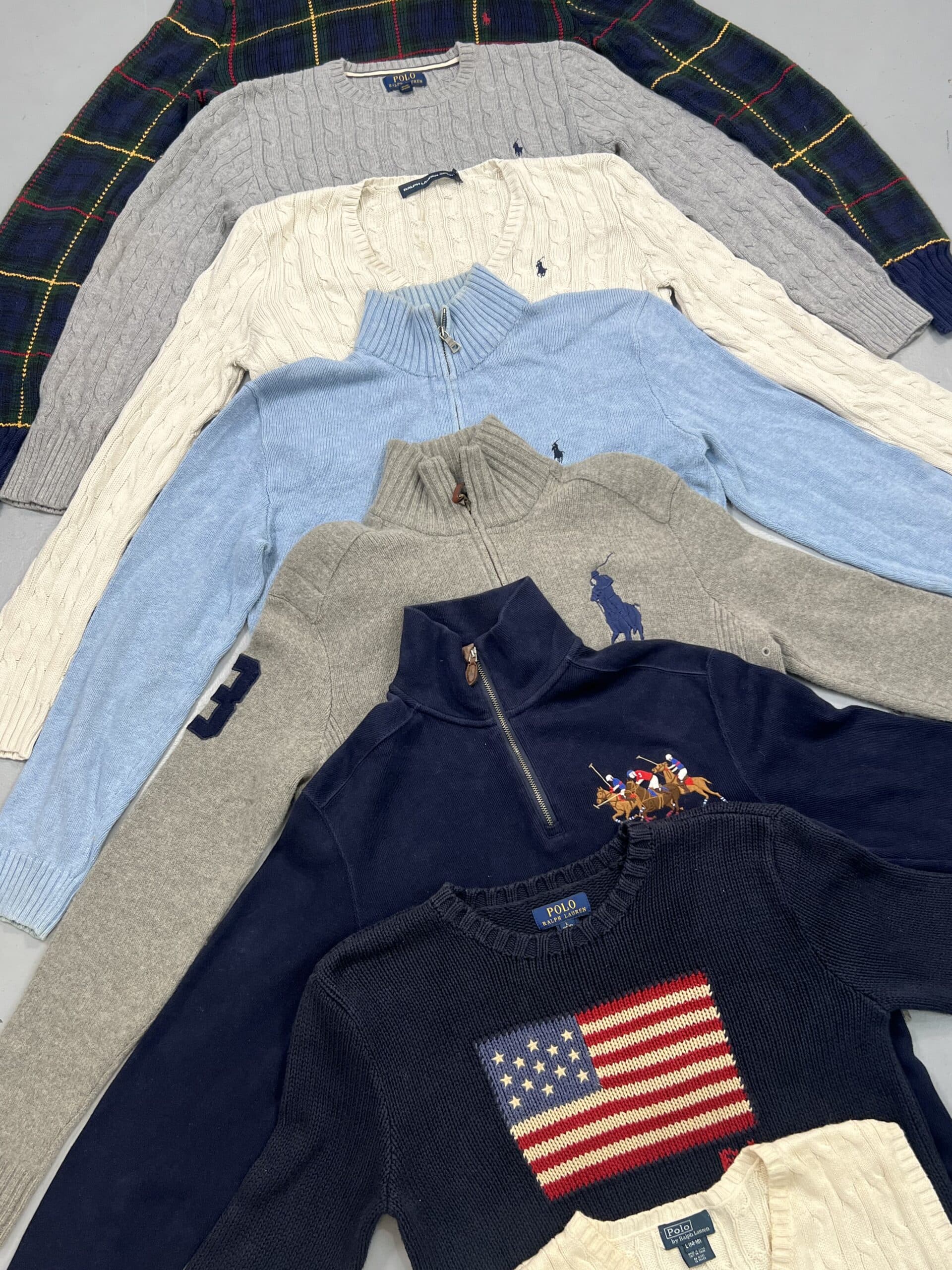 Polo Ralph Lauren Sweaters Sample Bundle – 10 Pcs – Zip & Knit Styles – Size S–XL