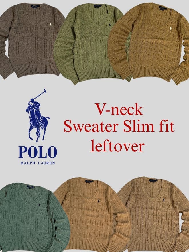 Bundle of Polo V-Neck Cable Knit Sweaters – Factory Leftover thumbnail 4