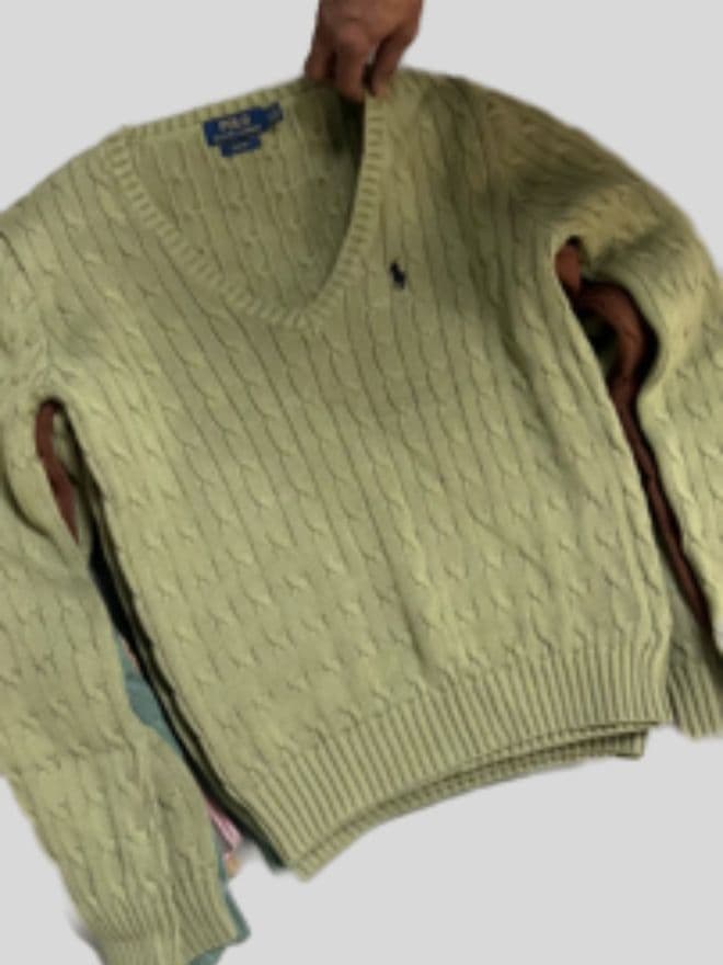Bundle of Polo V-Neck Cable Knit Sweaters – Factory Leftover thumbnail 3