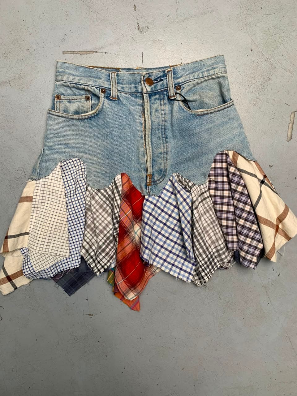 Levi’s Denim Patchwork Plaid & Flannel Mini Skirt thumbnail 3