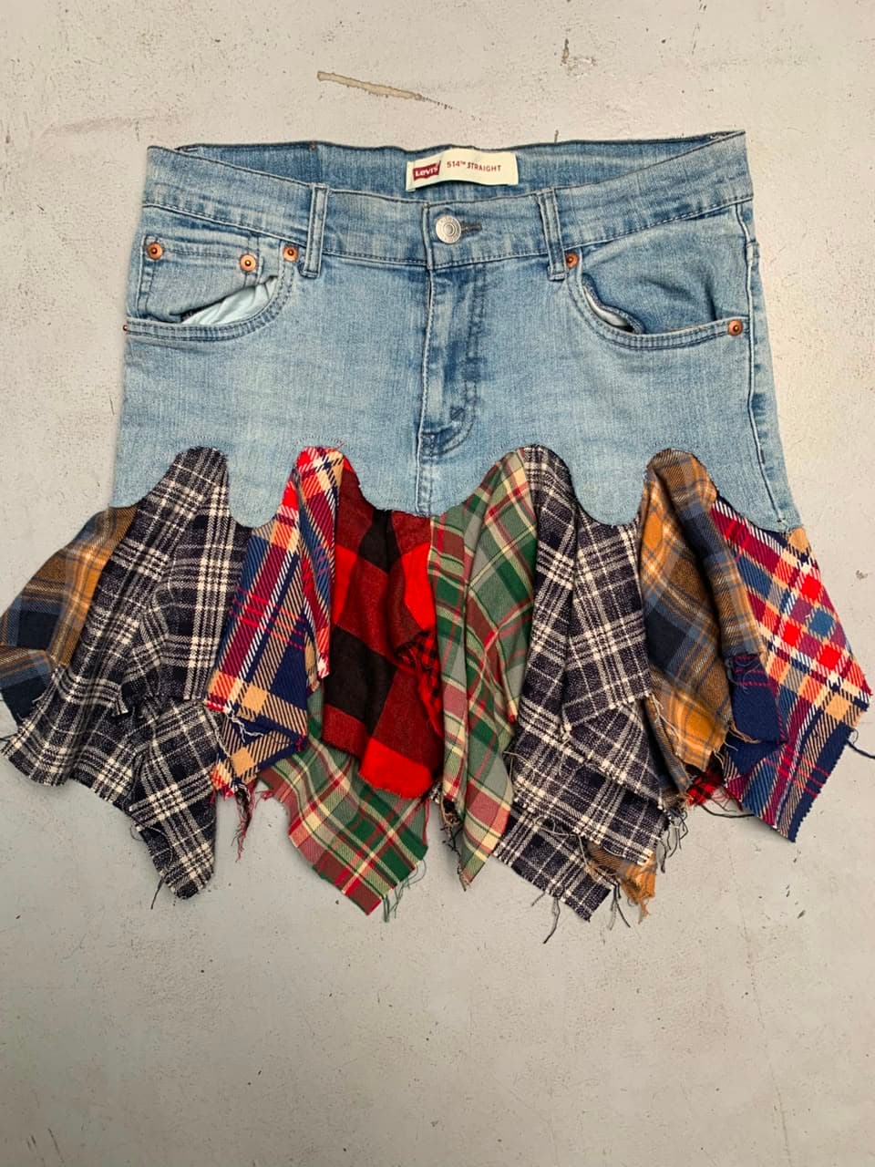 Levi’s Denim Patchwork Plaid & Flannel Mini Skirt thumbnail 4