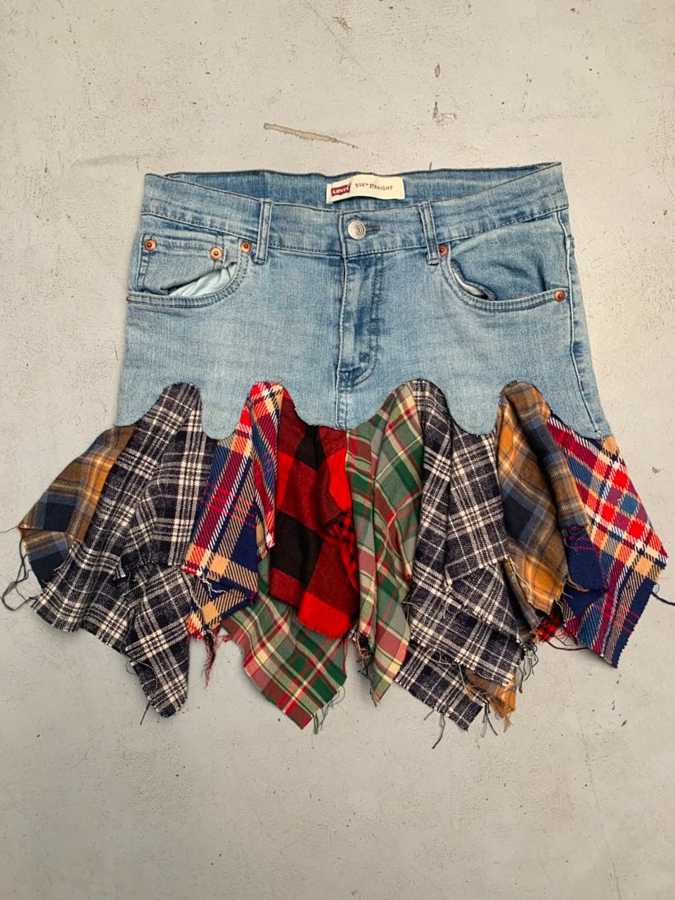 Levi’s Denim Patchwork Plaid & Flannel Mini Skirt thumbnail 2