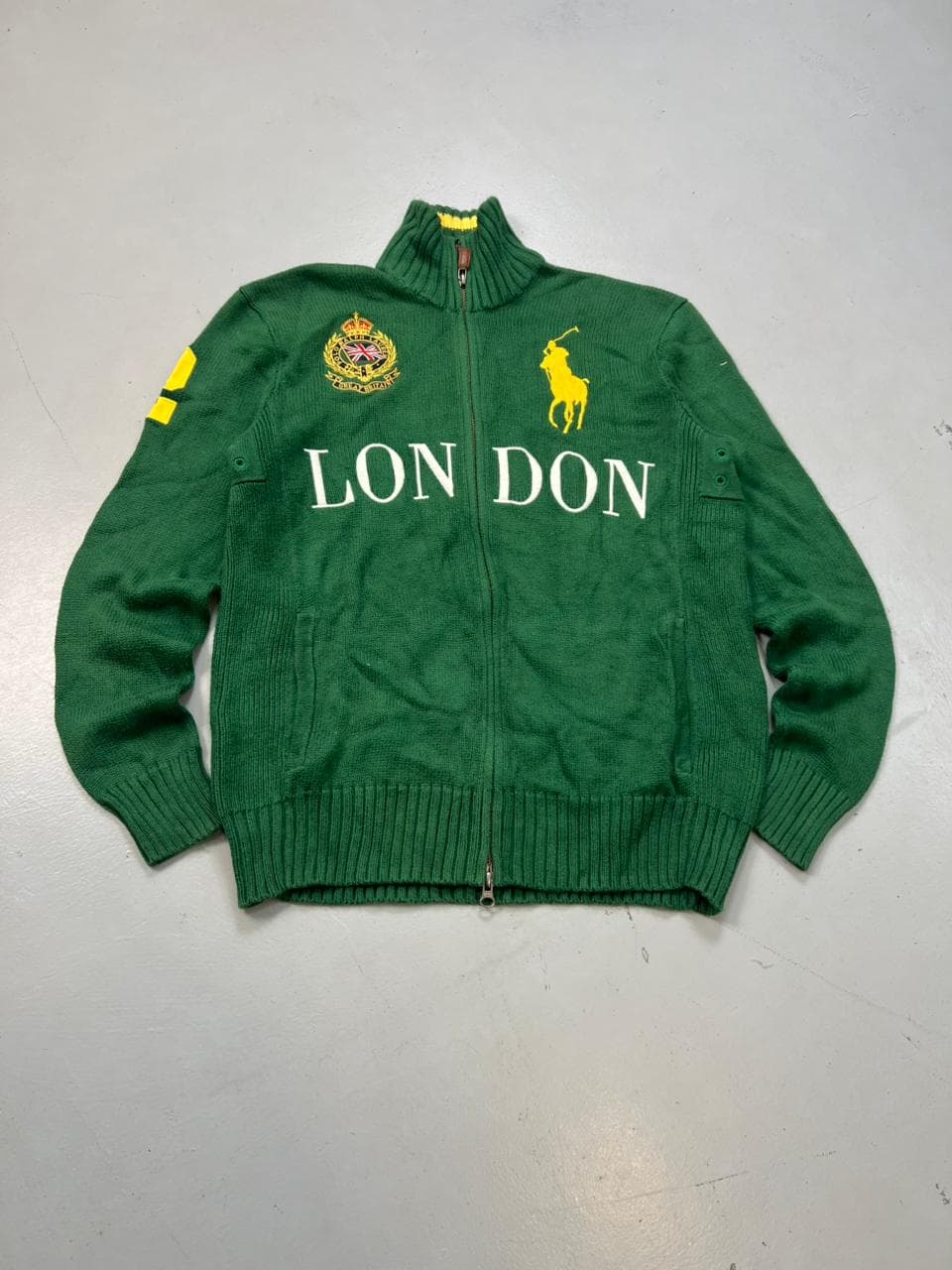 Ralph Lauren Polo Big Pony 1990s – Vintage Green Zip-Up Sweatshirt
