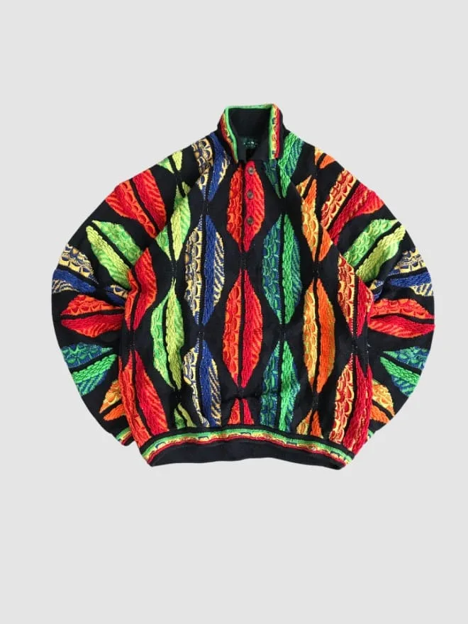 【Vintage】COOGI 3D KNIT CARDIGAN Vintage Coogi Sweater Cardigan 3D Knit Size Small Flower