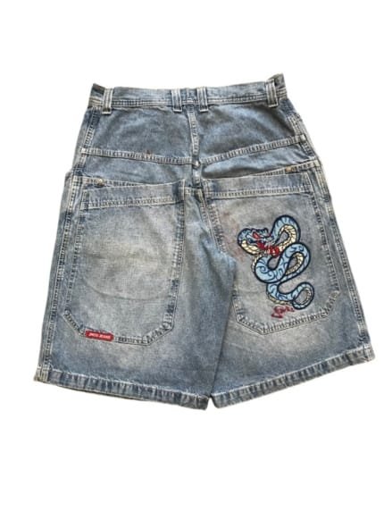 VINTAGE JNCO SNAKE EMBROIDERED DENIM JORT